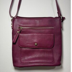 Charming Charlie Wine Leather Crossbody Bag Minimalist Everyday Classic Chic
